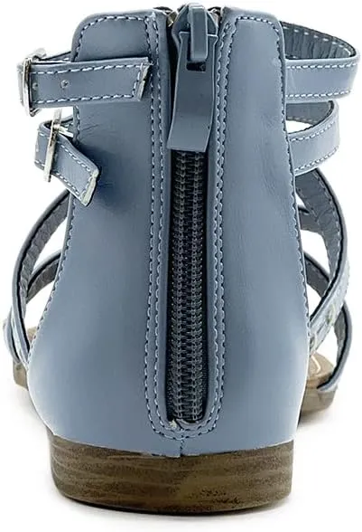 Ollio Women's Shoe Gladiator Strap Flat Zori Sandal