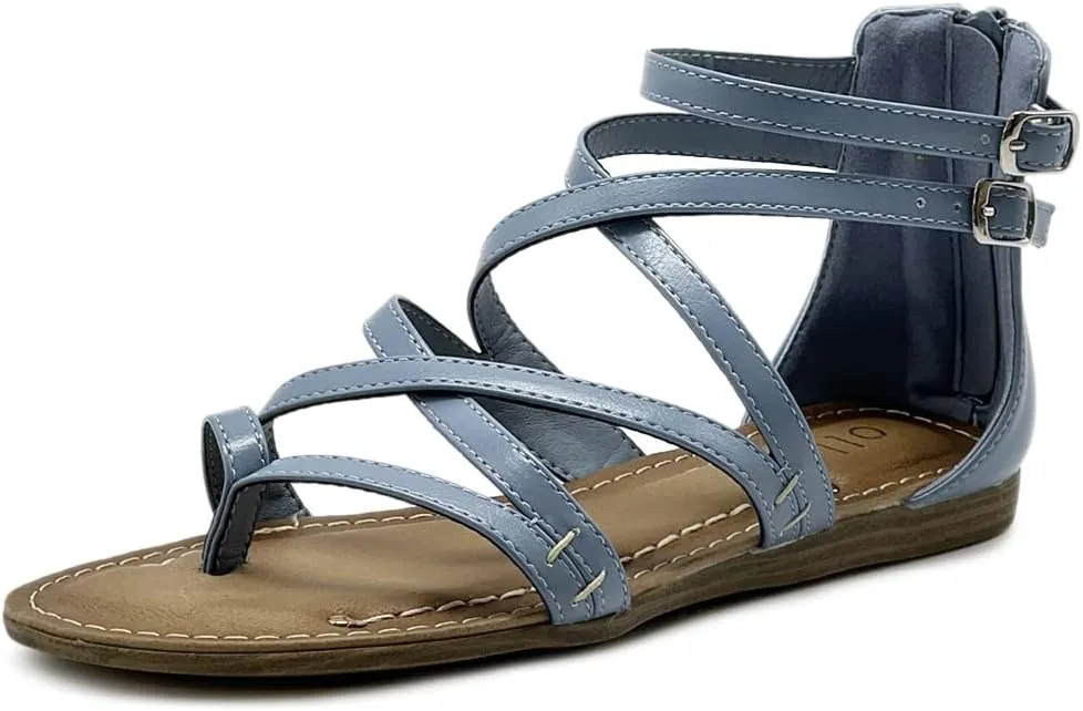 Ollio Women's Shoe Gladiator Strap Flat Zori Sandal