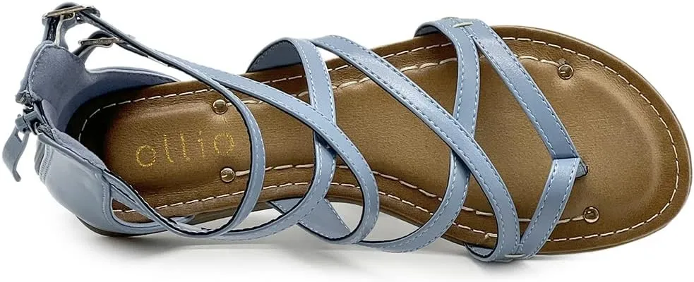 Ollio Women's Shoe Gladiator Strap Flat Zori Sandal