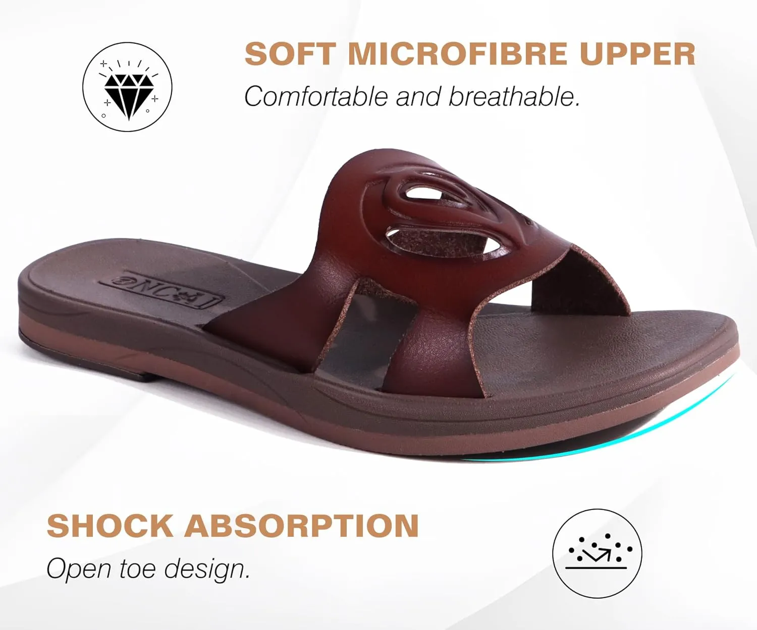 ONCAI Women's Flat Sandals Fashion Square Open Toe Slide Dressy Sandals for Woman Soft Cushion Vegan Comfortable Summer Slip On Casual Walking Outdoor Ladies Sandal Non Slip Rubber Sole Size 6-11 US