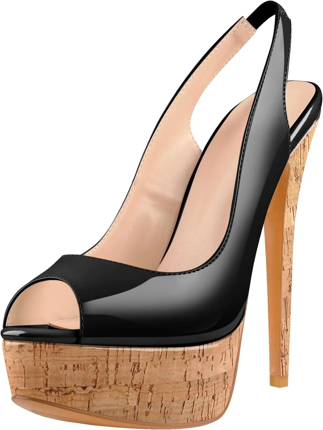 Open Peep Toe Platform High Stiletto Heels Slingback Sandals