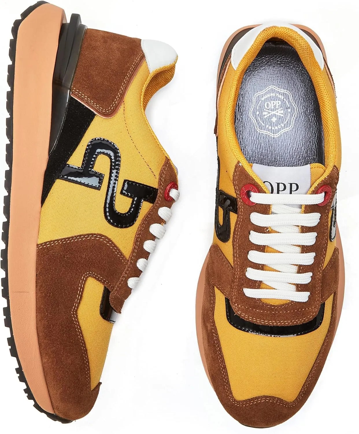 OPP Suede Leather Fashion Sneakers for Men Casual Lace-up Shoes Running Athletic Tennis Sports Gym