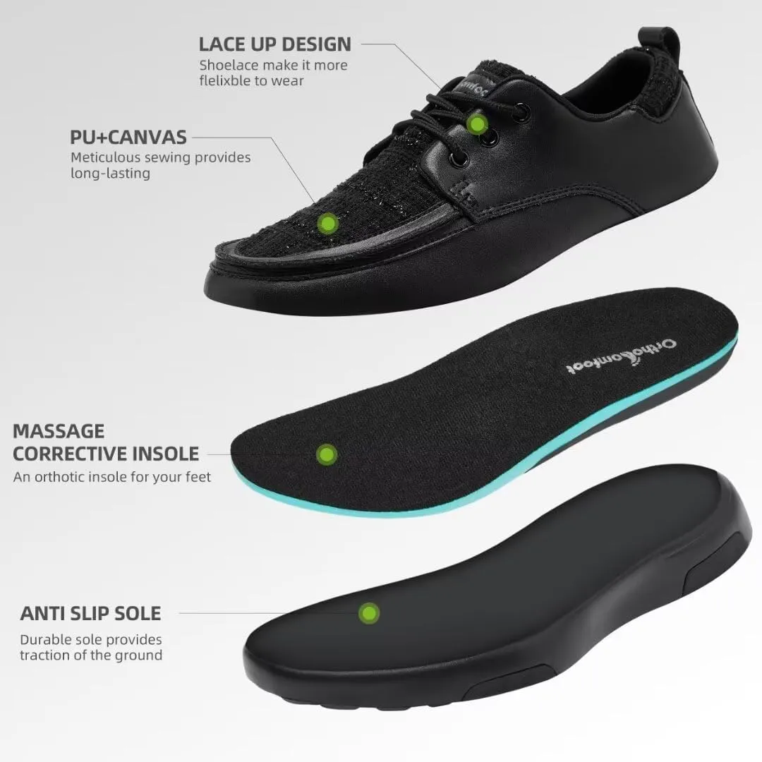 OrthoComfoot Women's Orthopedic Casual Shoes, Arch Support Lace up Driving Sneakers for Outdoor Indoor, Slip Resistant Walking Sneakers for Foot and Heel Pain Relief