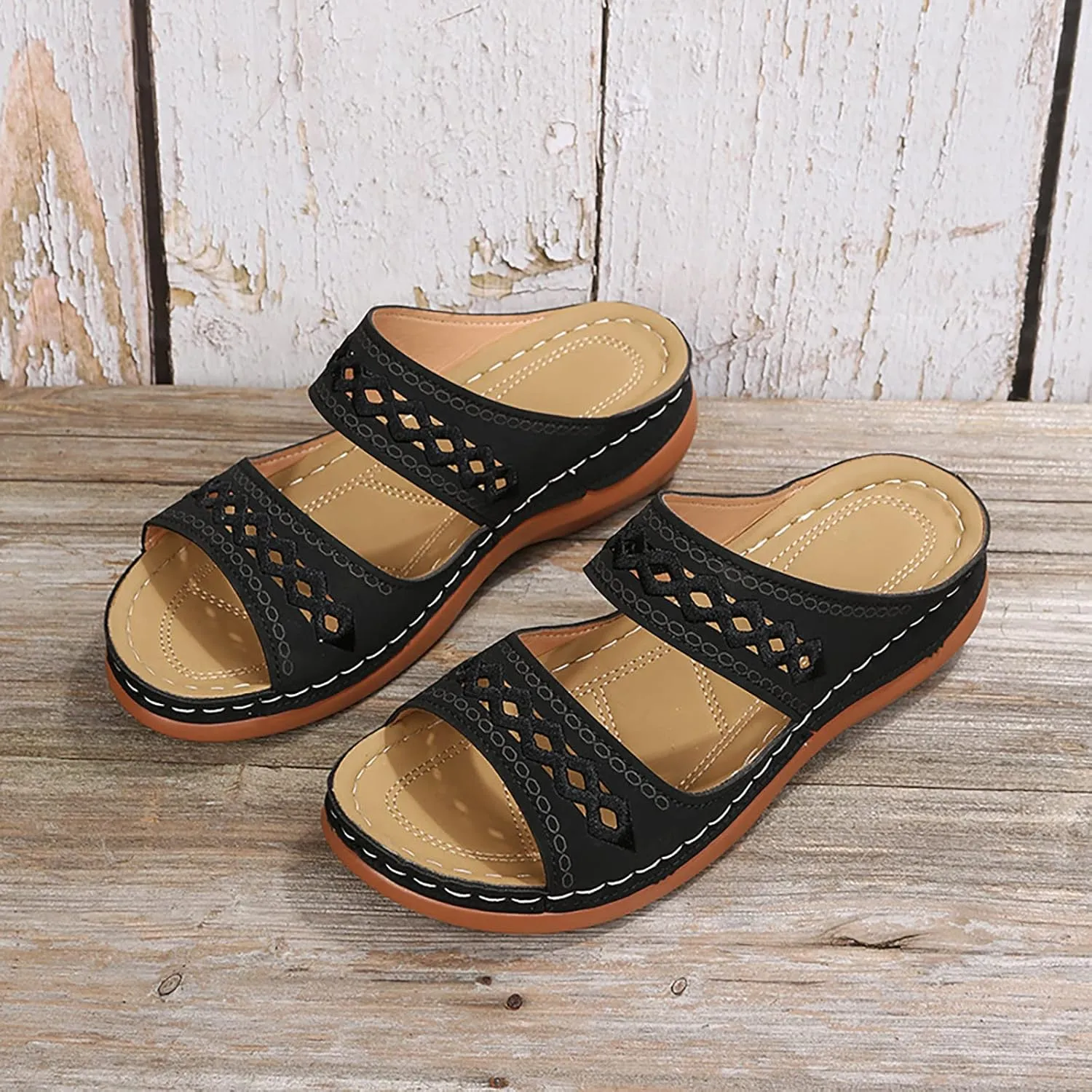 Orthopedic Sandals for Women Arch Support Ankle Strap Dressy Walking Sandals Open Toe Platform Wedge Beach Shoes