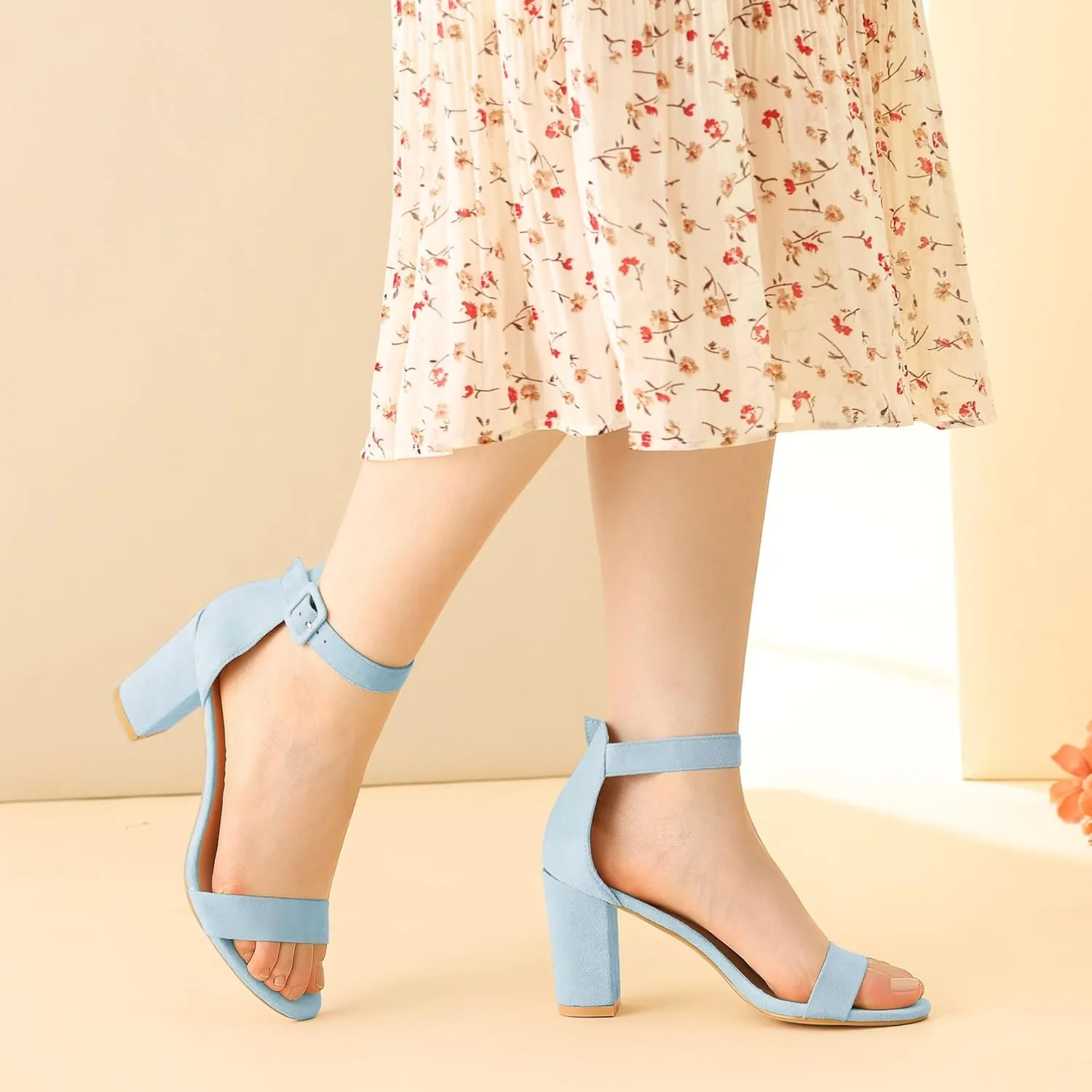 Perphy Ankle Strap Open Toe Chunky High Heels Sandals for Women