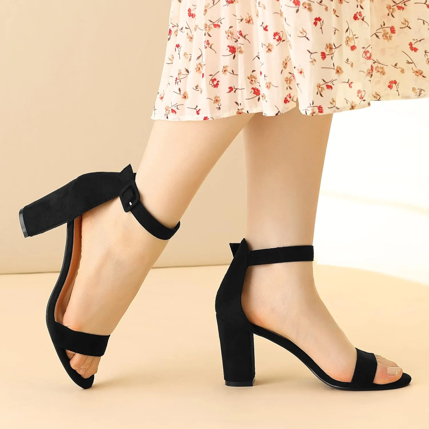 Perphy Ankle Strap Open Toe Chunky High Heels Sandals for Women
