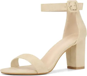 Perphy Ankle Strap Open Toe Chunky High Heels Sandals for Women
