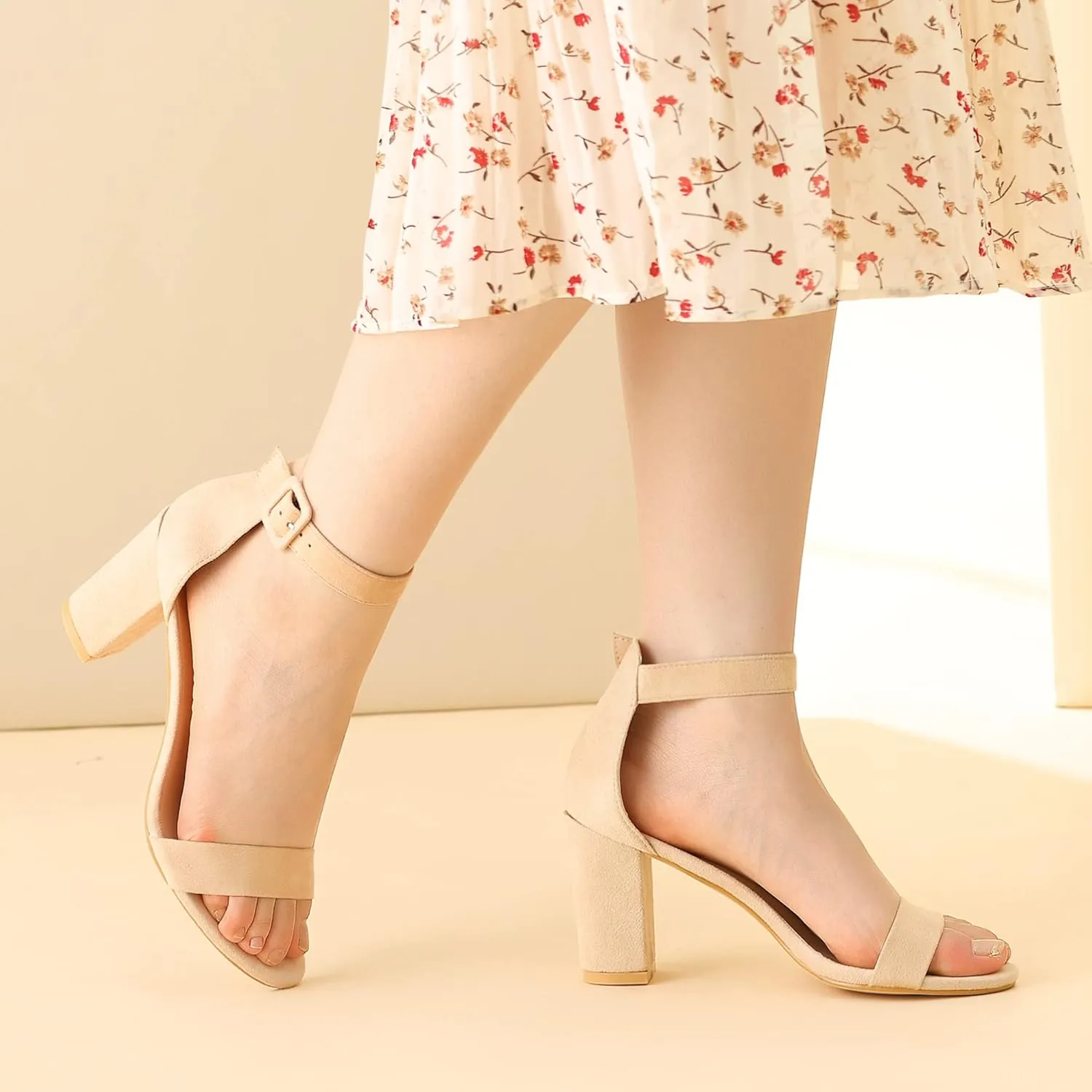 Perphy Ankle Strap Open Toe Chunky High Heels Sandals for Women