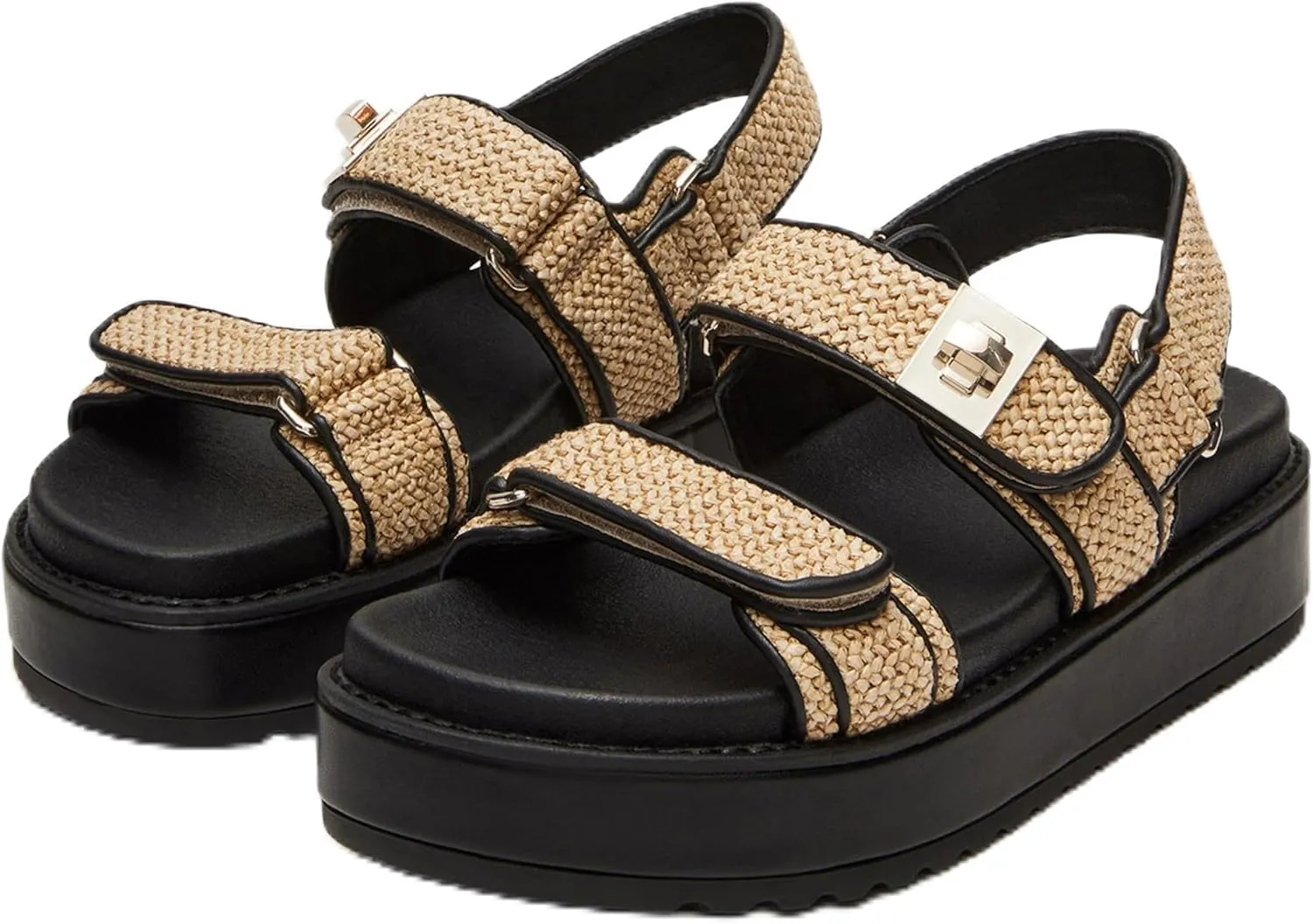 Platform Sandals for Women Sandals Cute And Stylish Open Toe Raffia Sandals Womens Slip On Casual Shoes