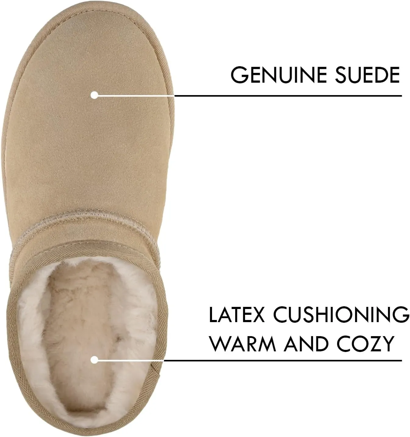 Platform Slippers for Women Genuine Suede Ankle Snow Boots Indoor Outdoor Winter Fur Slip On Mules