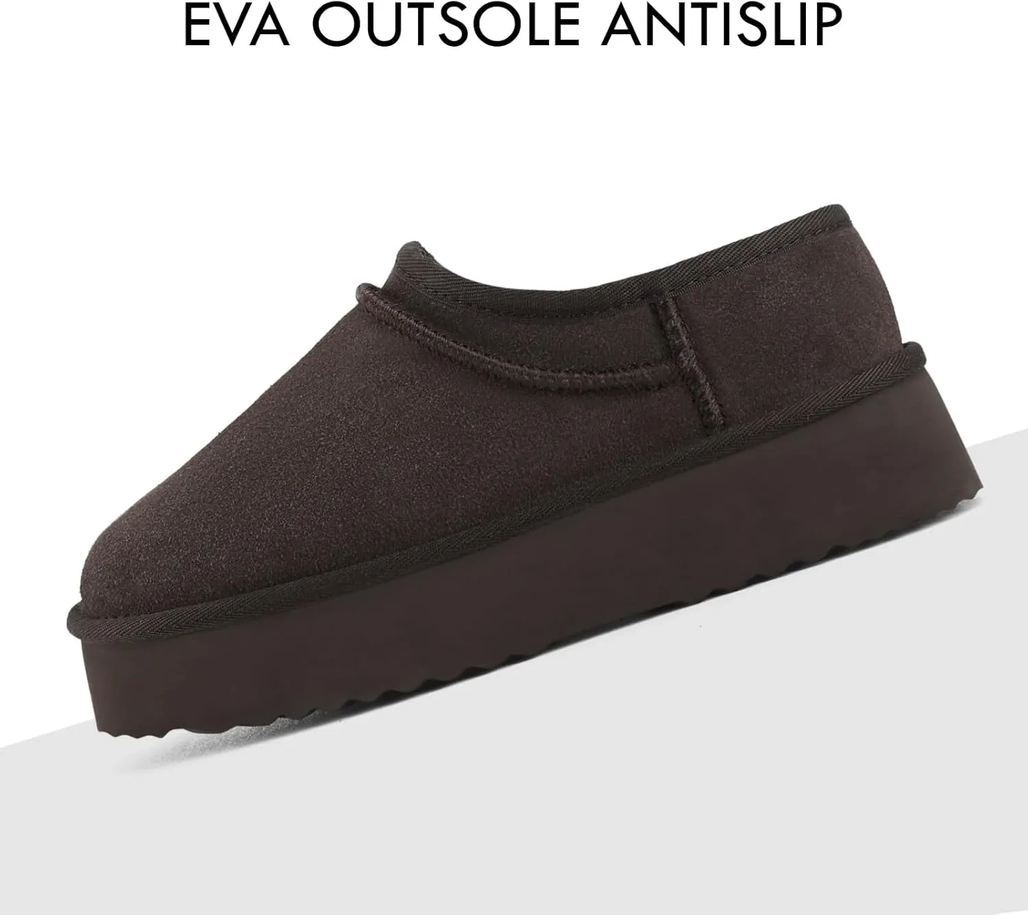 Platform Slippers for Women Genuine Suede Ankle Snow Boots Indoor Outdoor Winter Fur Slip On Mules