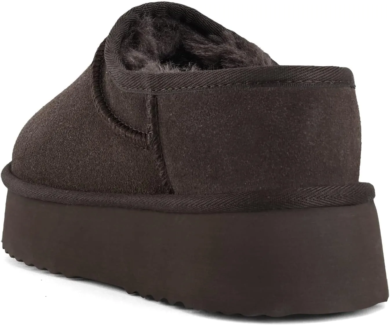Platform Slippers for Women Genuine Suede Ankle Snow Boots Indoor Outdoor Winter Fur Slip On Mules