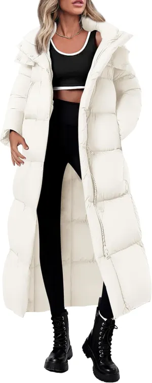 PRETTYGARDEN Women's Winter Long Puffer Coats Hooded Zip Up Casual Thickened Down Jackets Trendy Warm Clothes Outerwear