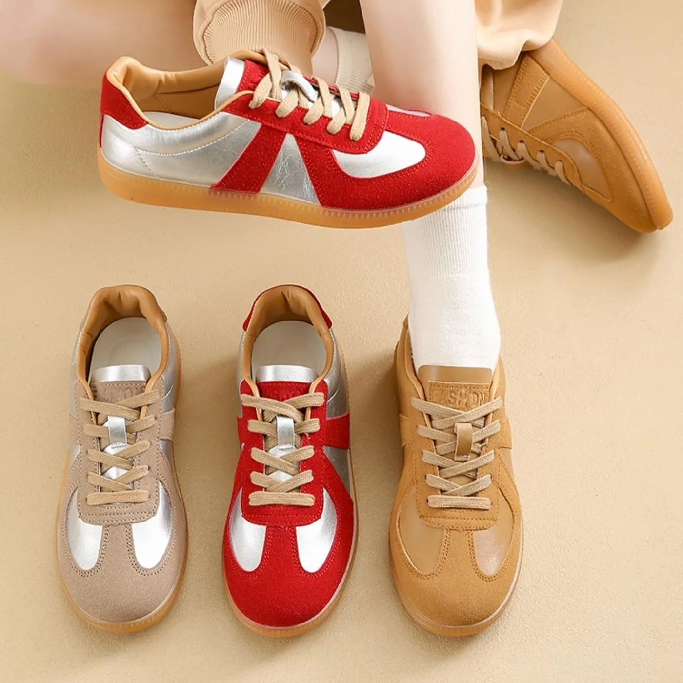 Retro Tennis Shoes for Women & Girls - PU Leather Anti-Slip Running Sneakers, Casual Walking Shoes