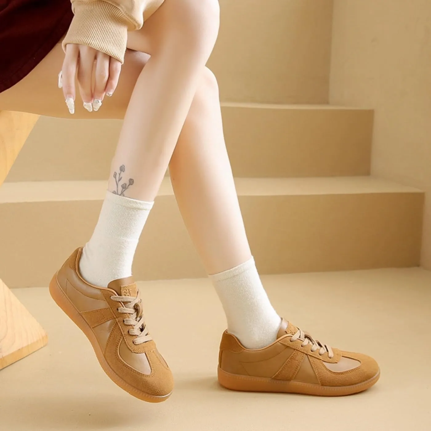 Retro Tennis Shoes for Women & Girls - PU Leather Anti-Slip Running Sneakers, Casual Walking Shoes