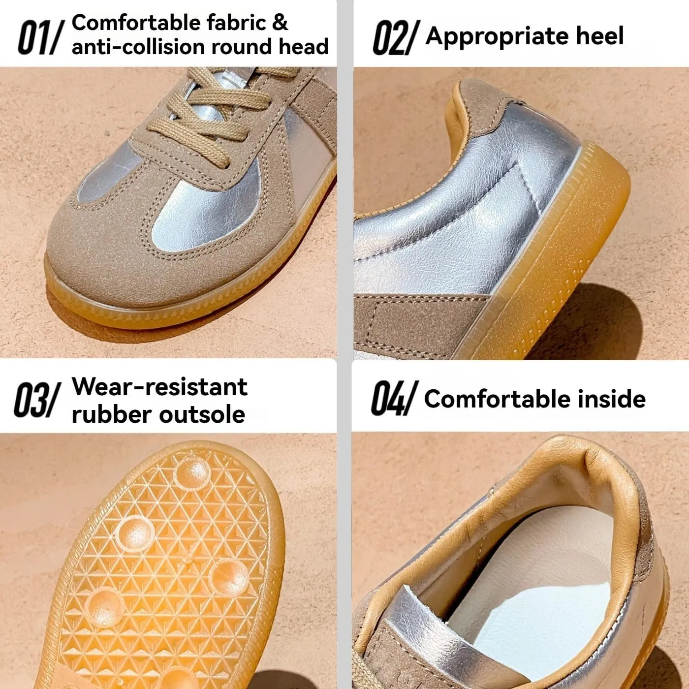Retro Tennis Shoes for Women & Girls - PU Leather Anti-Slip Running Sneakers, Casual Walking Shoes
