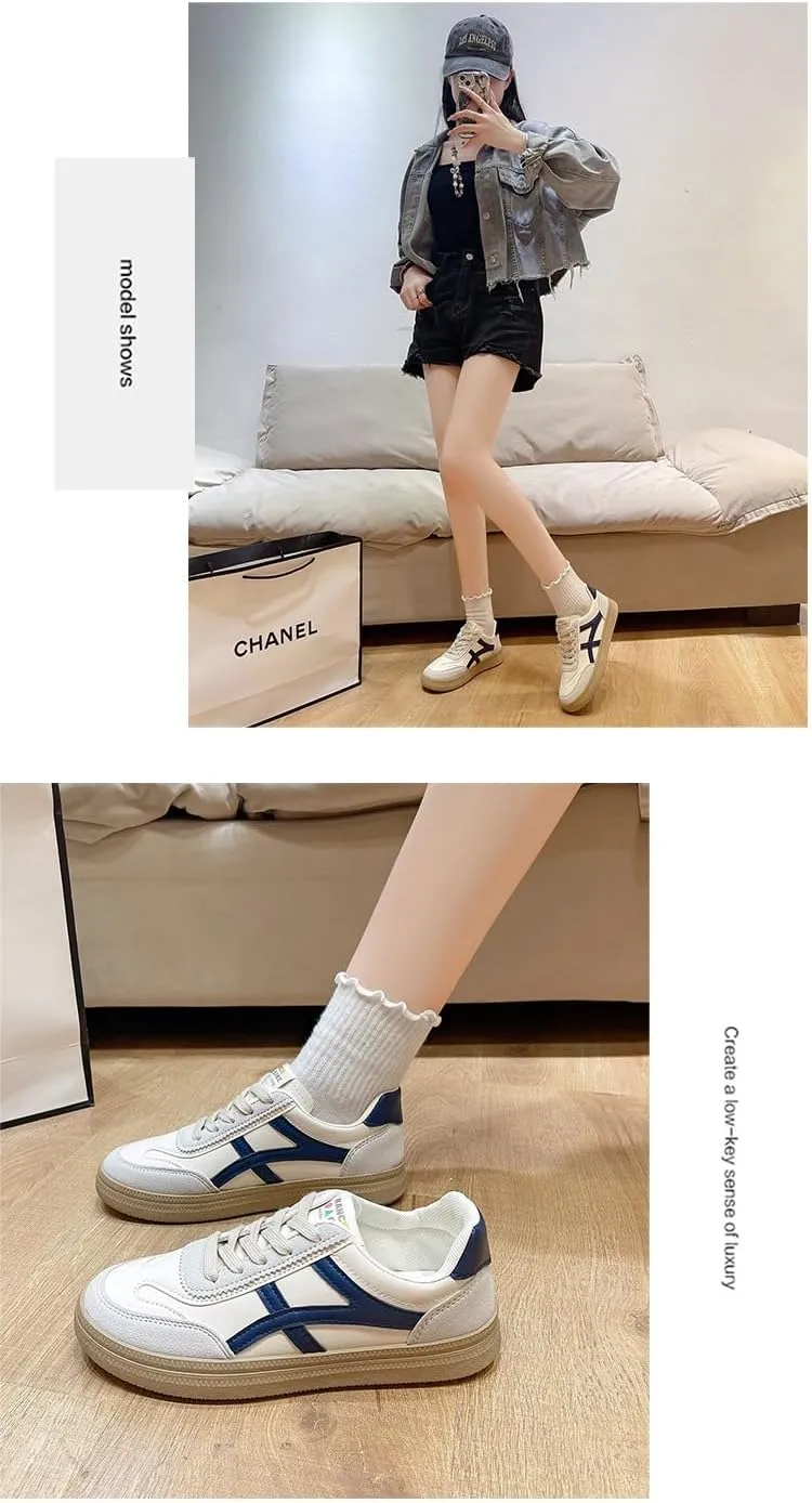 Rubber Sole Y2K Retro Stylish Flat Sneakers Comfortable Walking Running Shoes for Women for Travel Daily Workout Versatile Lightweight Casual Sports Style