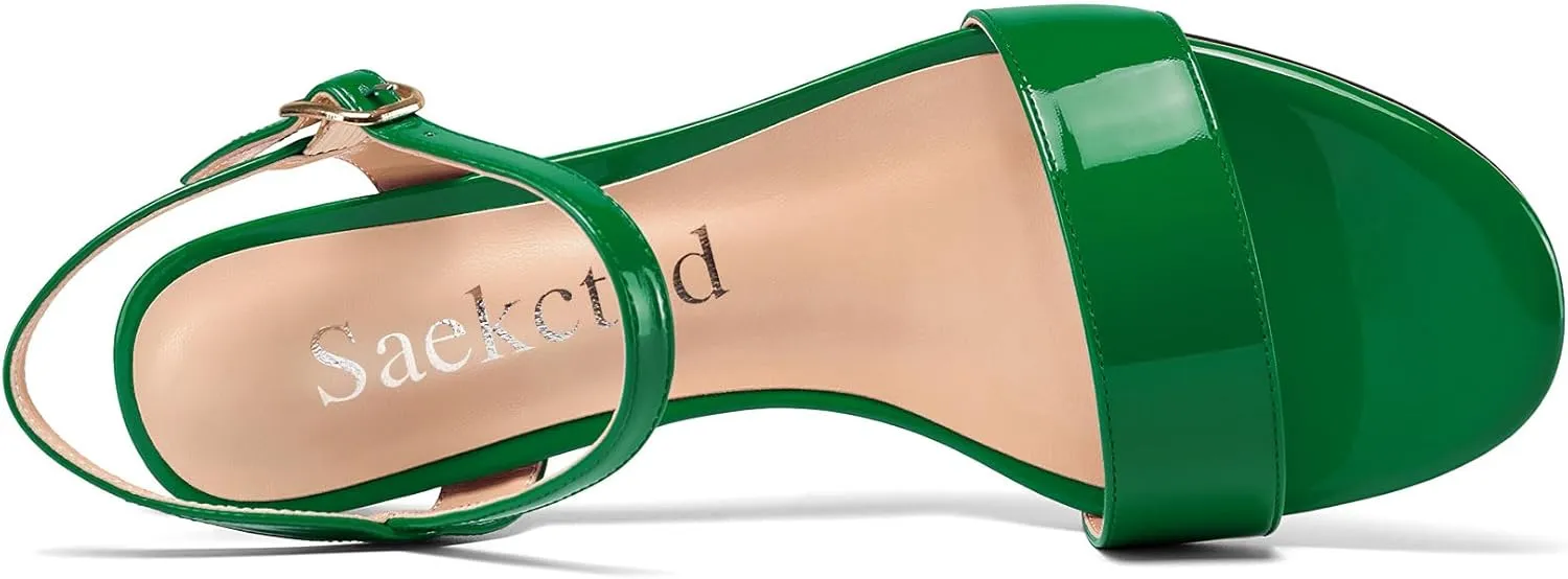 Saekcted Womens Kitten Low Heel Open Toe Ankle Strap Sandals Slingback Buckle Dress Shoes Casual Party Summer 1.2 Inches Heels