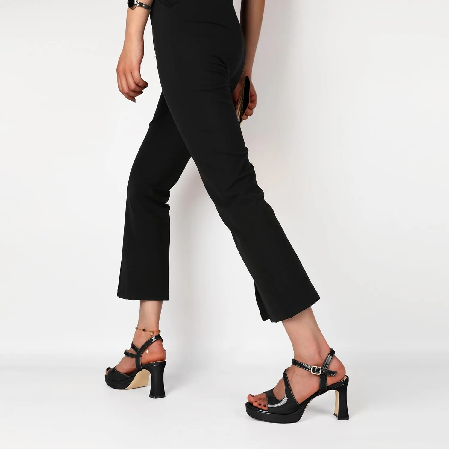 SAMMITOP Platform Heels for Women Open Square Toe Strappy Chunky High Heeled Sandals Slingback Heels Ankle Strap Wedding Party Office Shoes 3.5 Inch