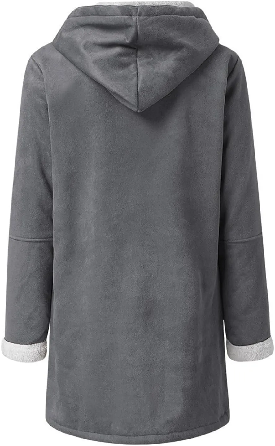 Sherpa Fleece Lined Jacket For Women 2024 Winter Warm Shearling Coat Casual Loose Plus Size Hooded Jackets With Pocket