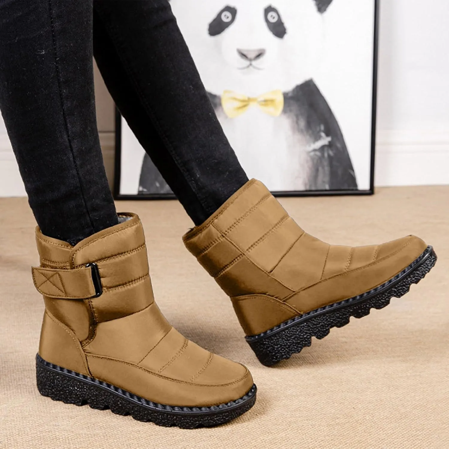 Snow Boots For Women Platform Boots for Women Comfy Flat Boots Fashion Comfortable Soft Sole Warm Padded Snow Boots