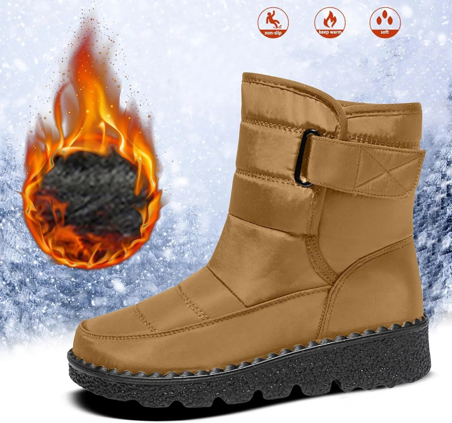 Snow Boots For Women Platform Boots for Women Comfy Flat Boots Fashion Comfortable Soft Sole Warm Padded Snow Boots