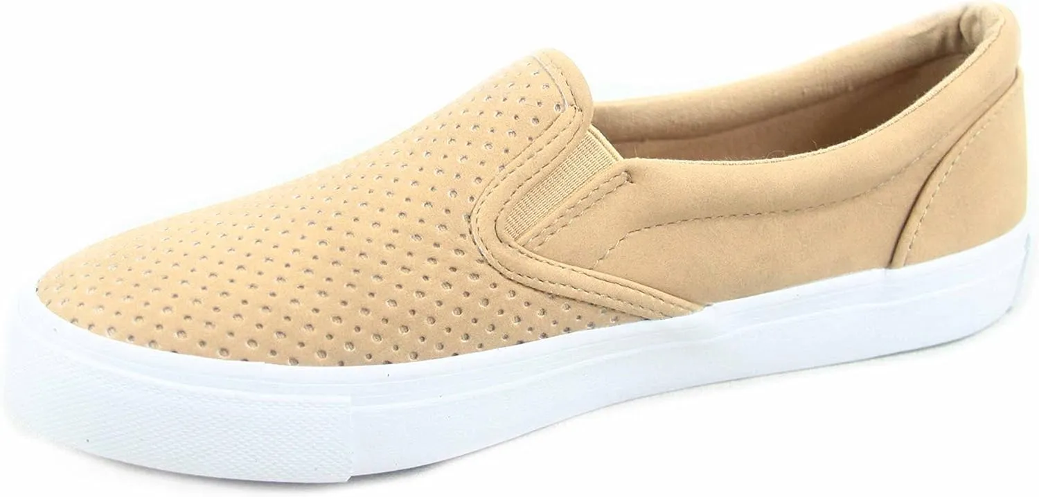 SODA Tracer-s Women's Cute Perforated Slip On Flat Round Toe Sneaker Shoes