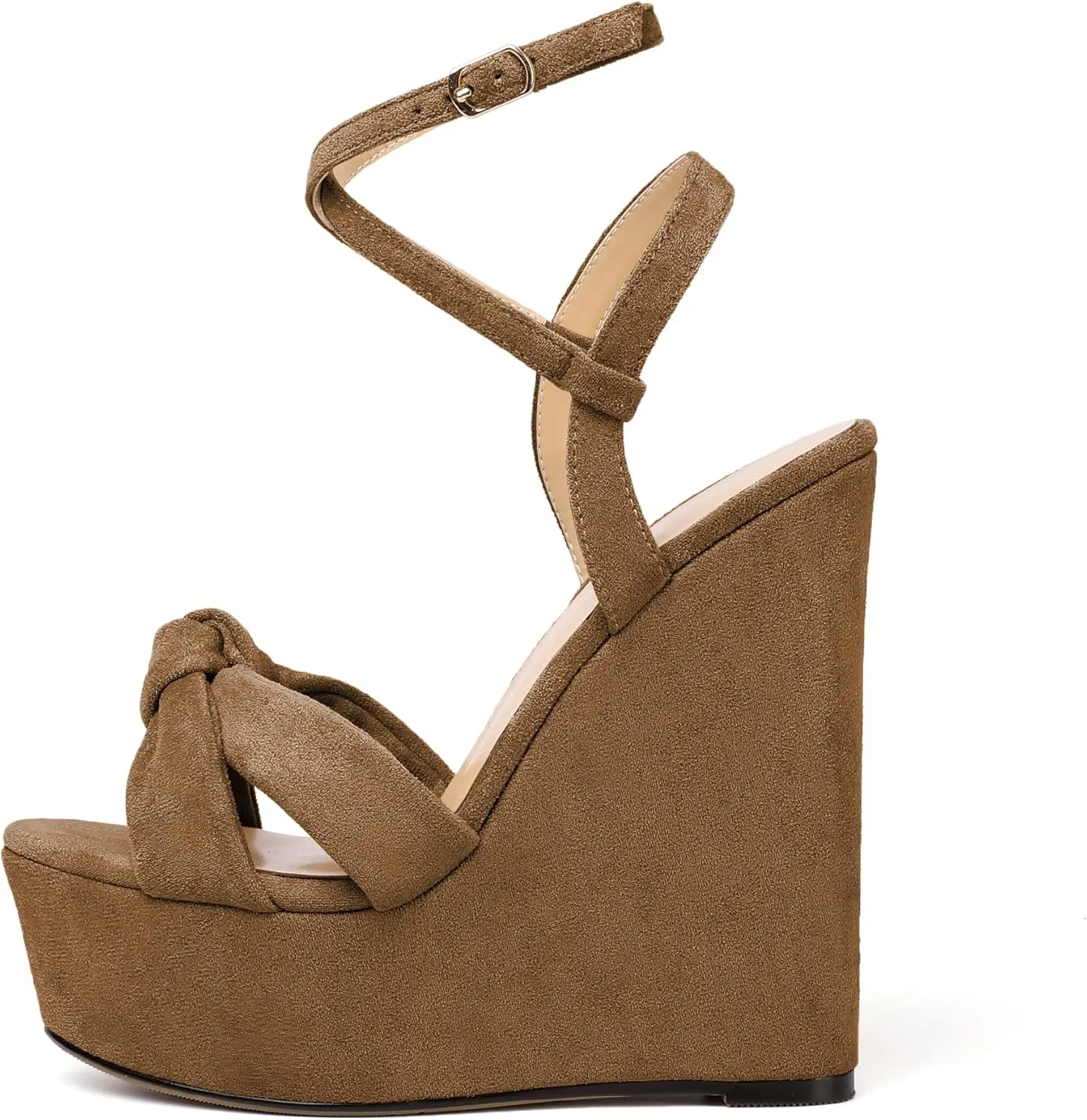 Soireelady Women's Sandals Wedge High Heels Open Toe Crisscross Strap Heeled Sandals Sexy Dressy Heels for Party, Evening and Nightclub
