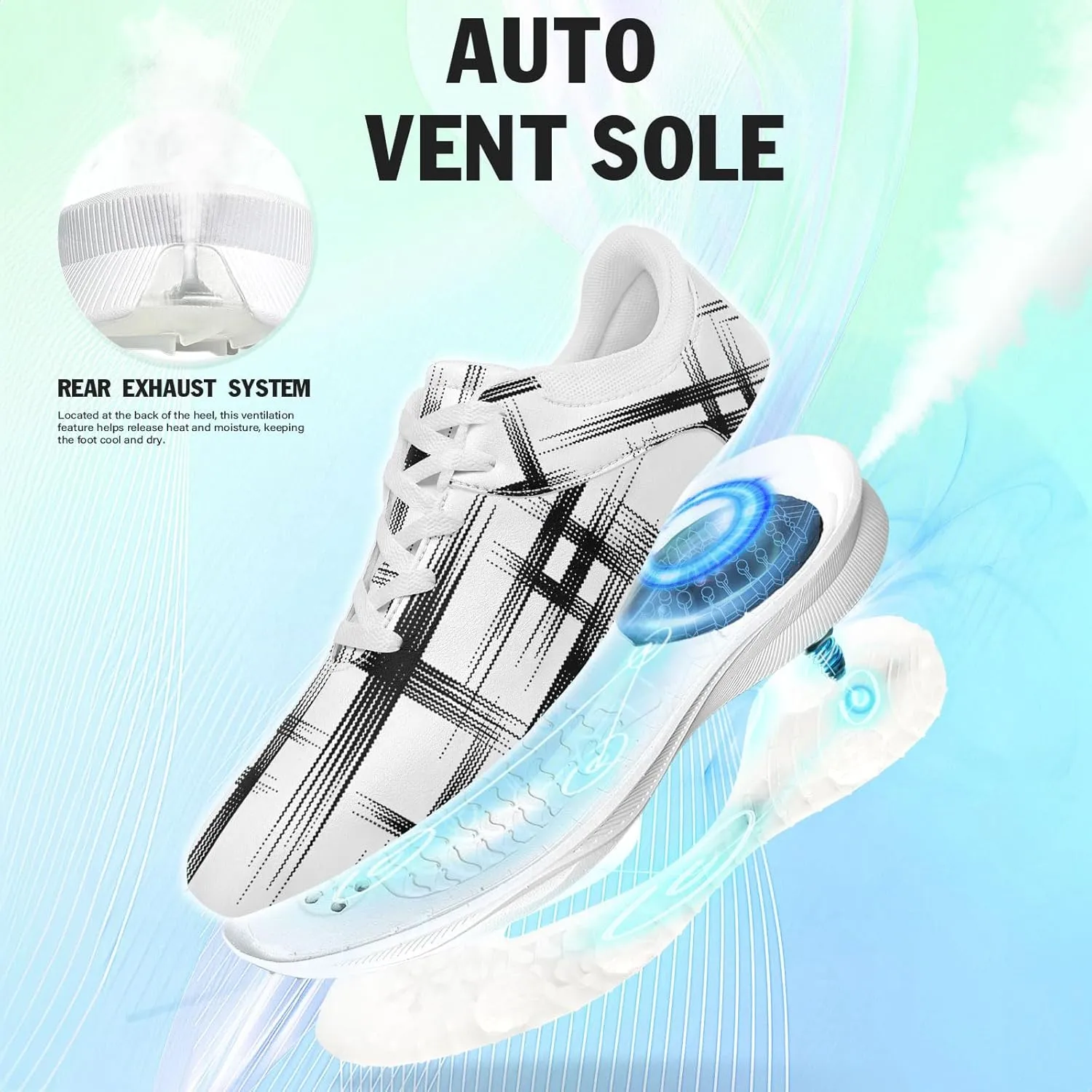 Spikeless Golf Shoes for Men & Women, Breathable Golf Sneakers Colorful Abstract Art Sports Walking Shoes Fashion Footwear