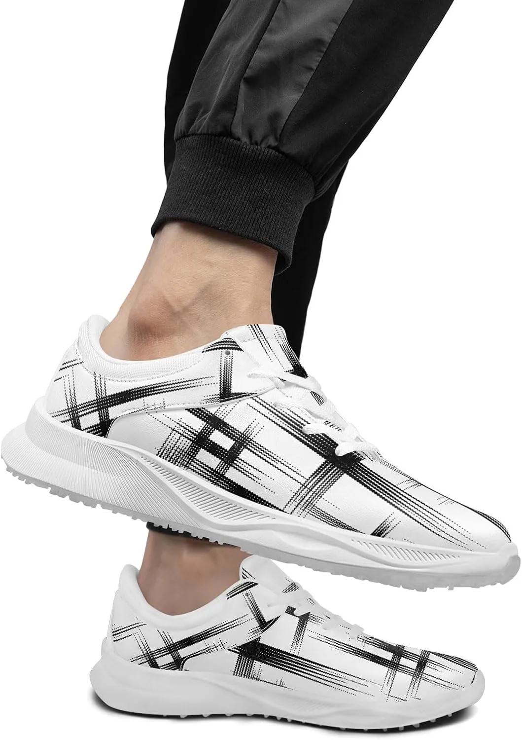 Spikeless Golf Shoes for Men & Women, Breathable Golf Sneakers Colorful Abstract Art Sports Walking Shoes Fashion Footwear