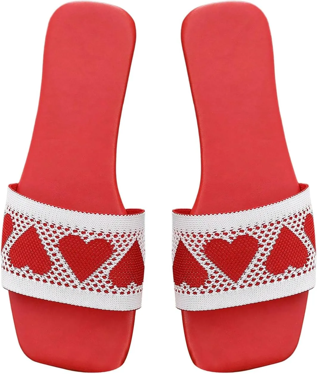 SweatyRocks Women's Heart Open Toe Flat Sandals Y2k Slip On Outdoor Trendy Slide Sandals