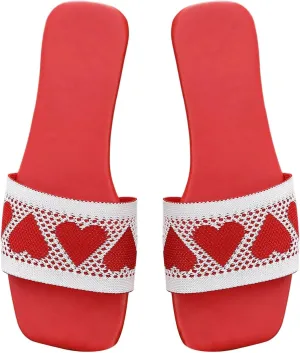SweatyRocks Women's Heart Open Toe Flat Sandals Y2k Slip On Outdoor Trendy Slide Sandals