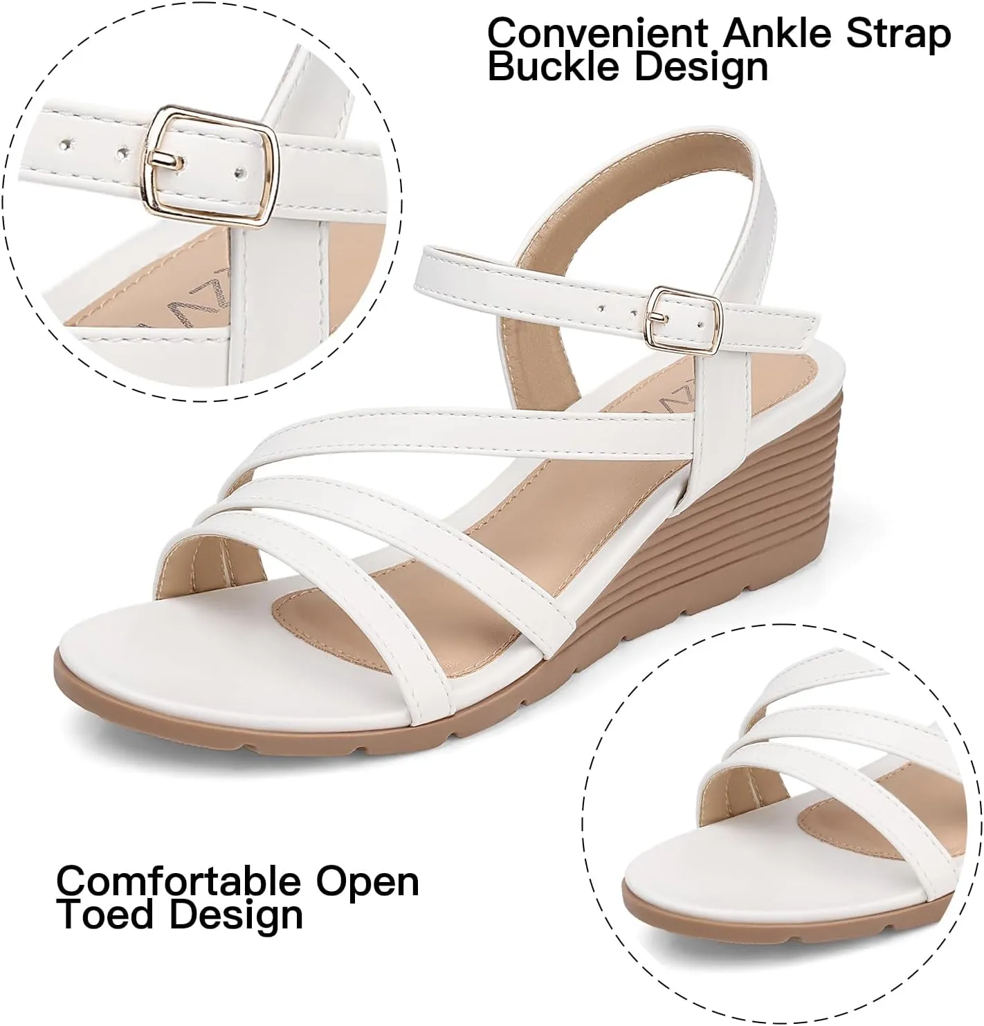 SWQZVT Wedge Sandals Women Dressy: Summer Low Wedges Comfort Sandal - Comfortable Strappy Casual Womens Sandals