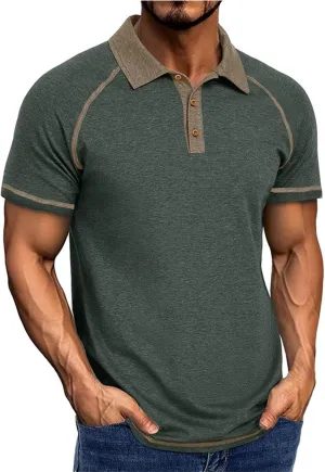 T-Shirts for Man Classic Raglan Short Sleeve Performance Quick Dry Golf Polo Shirts Athletic Casual Tactical Tee Tops