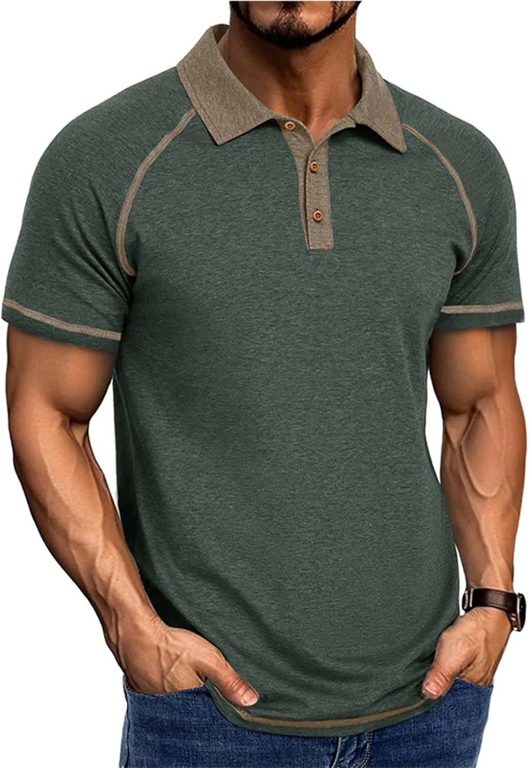 T-Shirts for Man Classic Raglan Short Sleeve Performance Quick Dry Golf Polo Shirts Athletic Casual Tactical Tee Tops