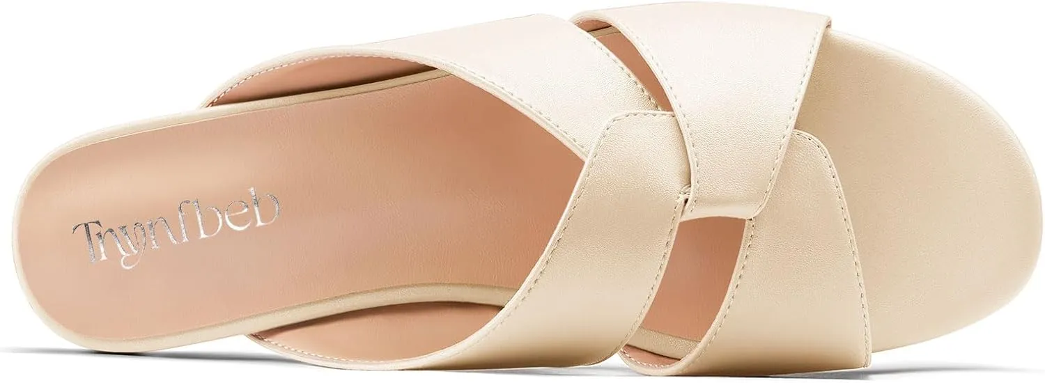 TNYNFBEB Womens Low Heel Peep Open Square Toe Sandals Flats Shoes Slingback Slip-on Party Basic Classic Summer 0.4 Inches Heels