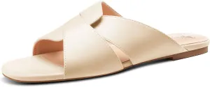 TNYNFBEB Womens Low Heel Peep Open Square Toe Sandals Flats Shoes Slingback Slip-on Party Basic Classic Summer 0.4 Inches Heels