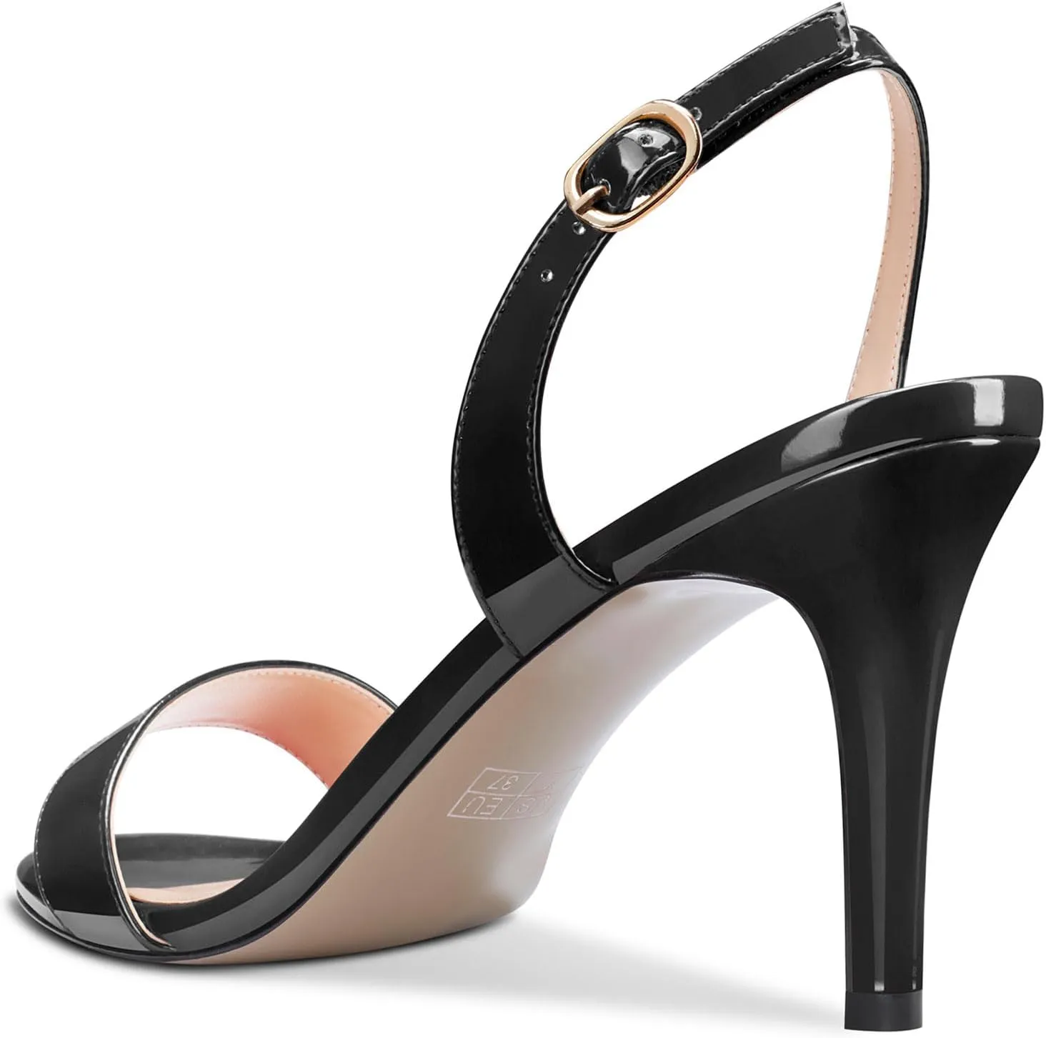 TNYNFBEB Womens Mid Heel Peep Open Toe Sandals Ankle Strap Slingback Buckle Prom Party Summer Basic Classic 3.2 Inches Heels