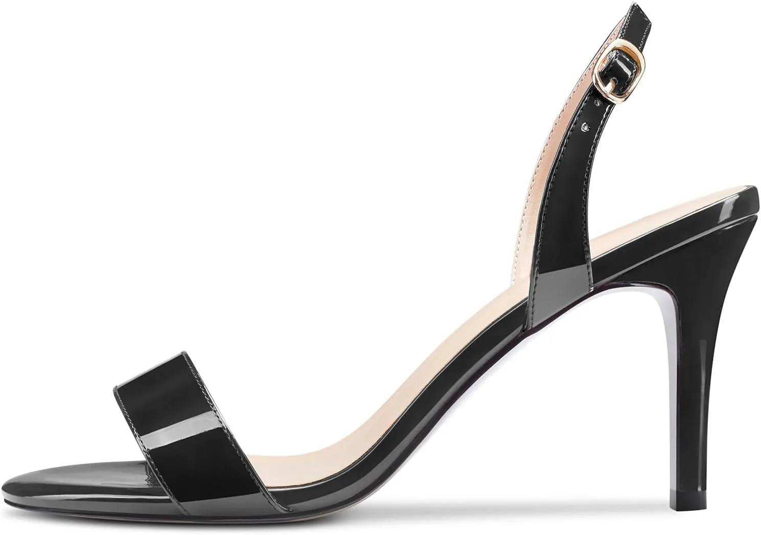TNYNFBEB Womens Mid Heel Peep Open Toe Sandals Ankle Strap Slingback Buckle Prom Party Summer Basic Classic 3.2 Inches Heels