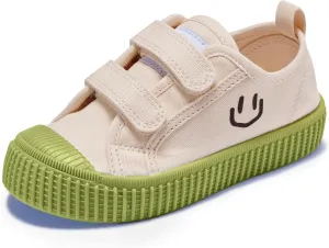Toddler Shoes for Boys & Girls, Canvas Dual Hook and Loops Sneakers with Candy-Colored Sole