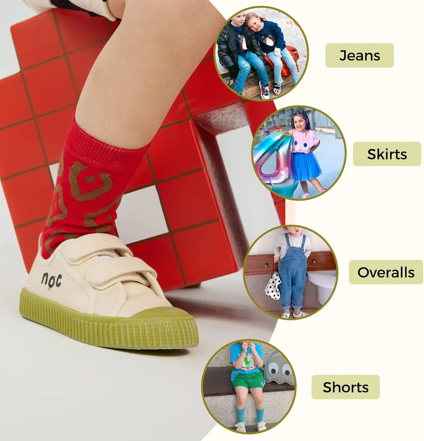 Toddler Shoes for Boys & Girls, Canvas Dual Hook and Loops Sneakers with Candy-Colored Sole