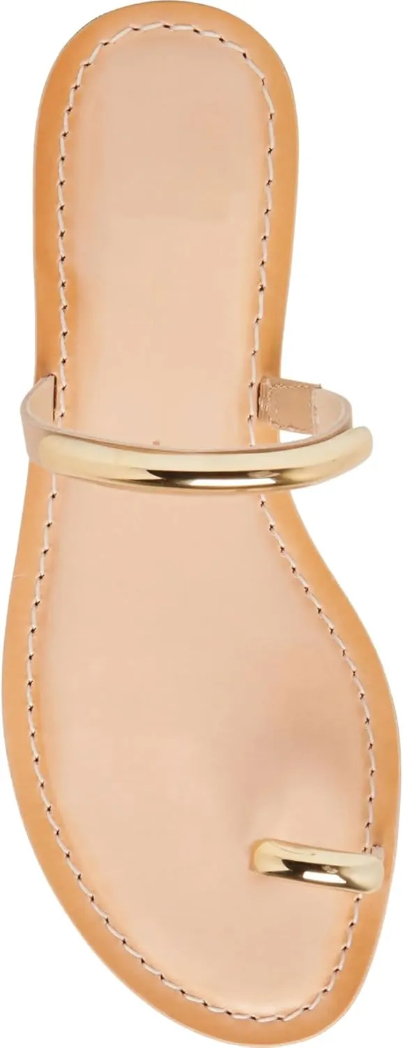 Toe Ring Thong Sandals for Women Open Toe Slide Flat Sandals Casual Summer Dressy Beach Sandals