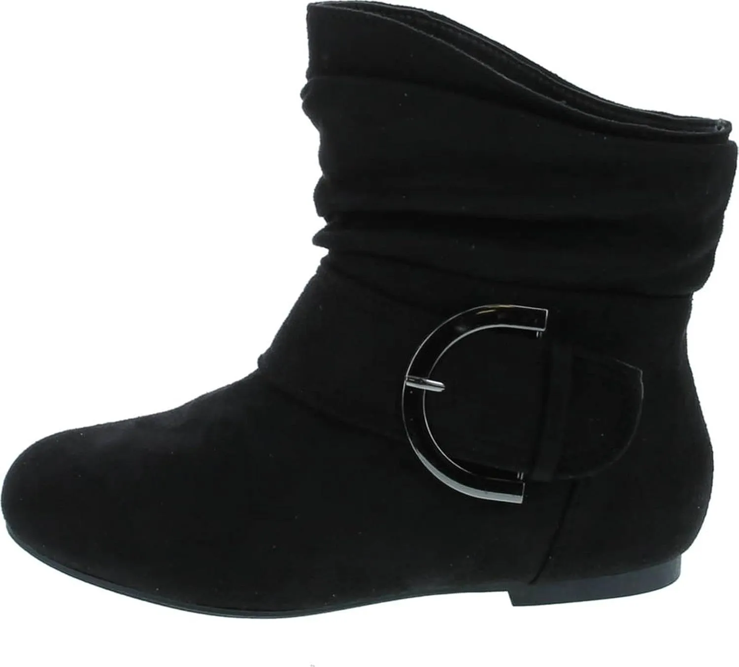 TOP Moda Women's Ankle Booties Buckle Mid Calf Buckle Slouch Flat Heel Strap Fashion Shoes