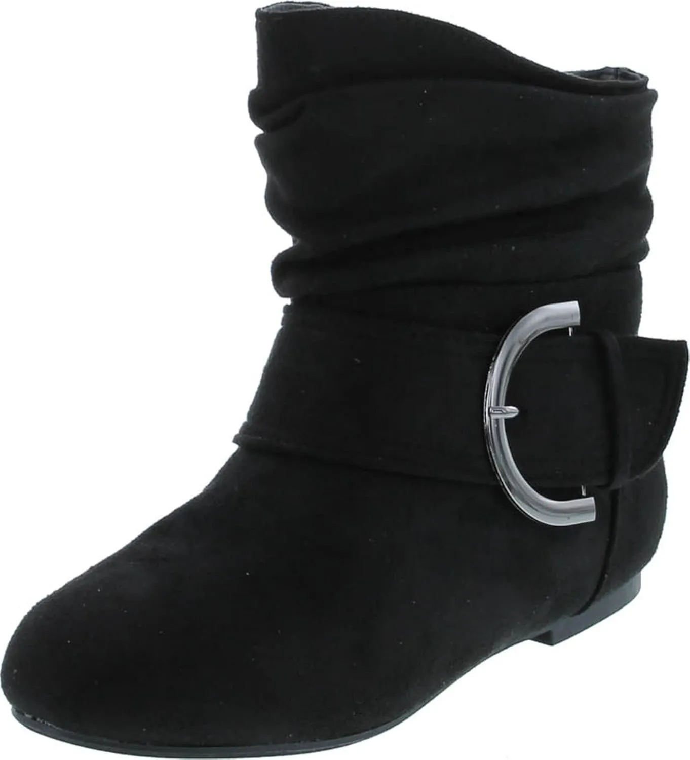 TOP Moda Women's Ankle Booties Buckle Mid Calf Buckle Slouch Flat Heel Strap Fashion Shoes