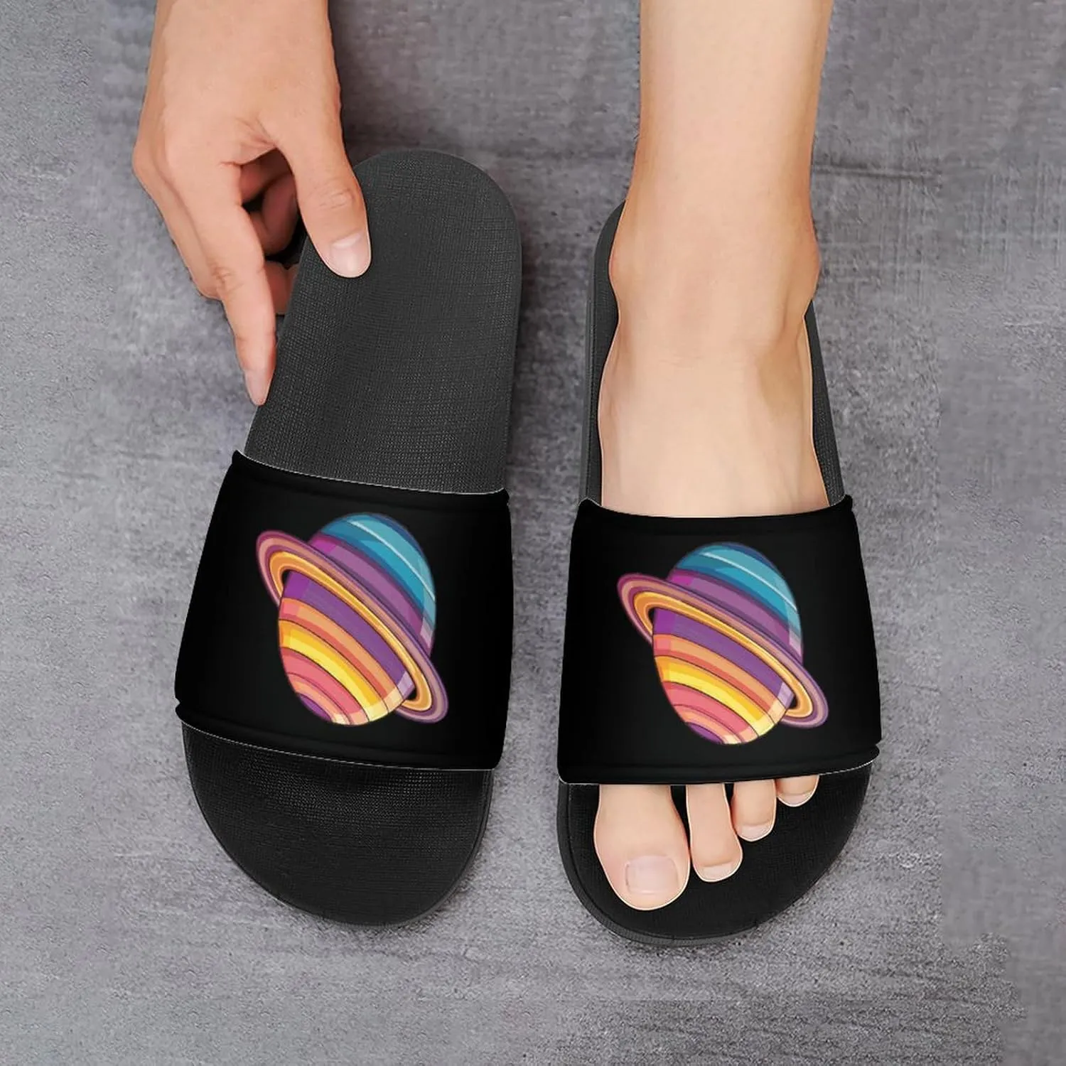 Trans Flag Saturn Human Rights LGBTQ Home Slippers Non-Slip PVC Shower Slippers Open Toe Sandals for Men Women