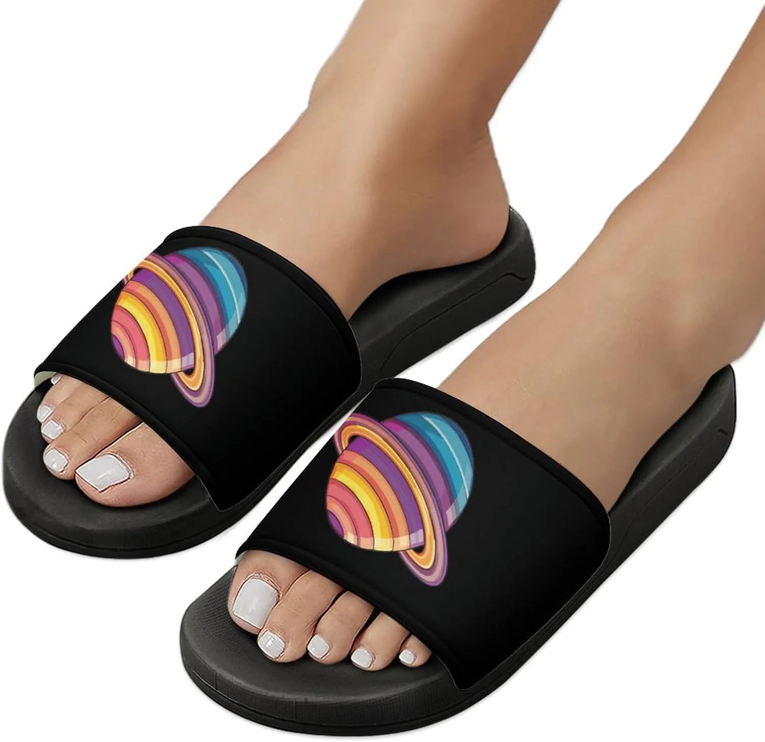 Trans Flag Saturn Human Rights LGBTQ Home Slippers Non-Slip PVC Shower Slippers Open Toe Sandals for Men Women