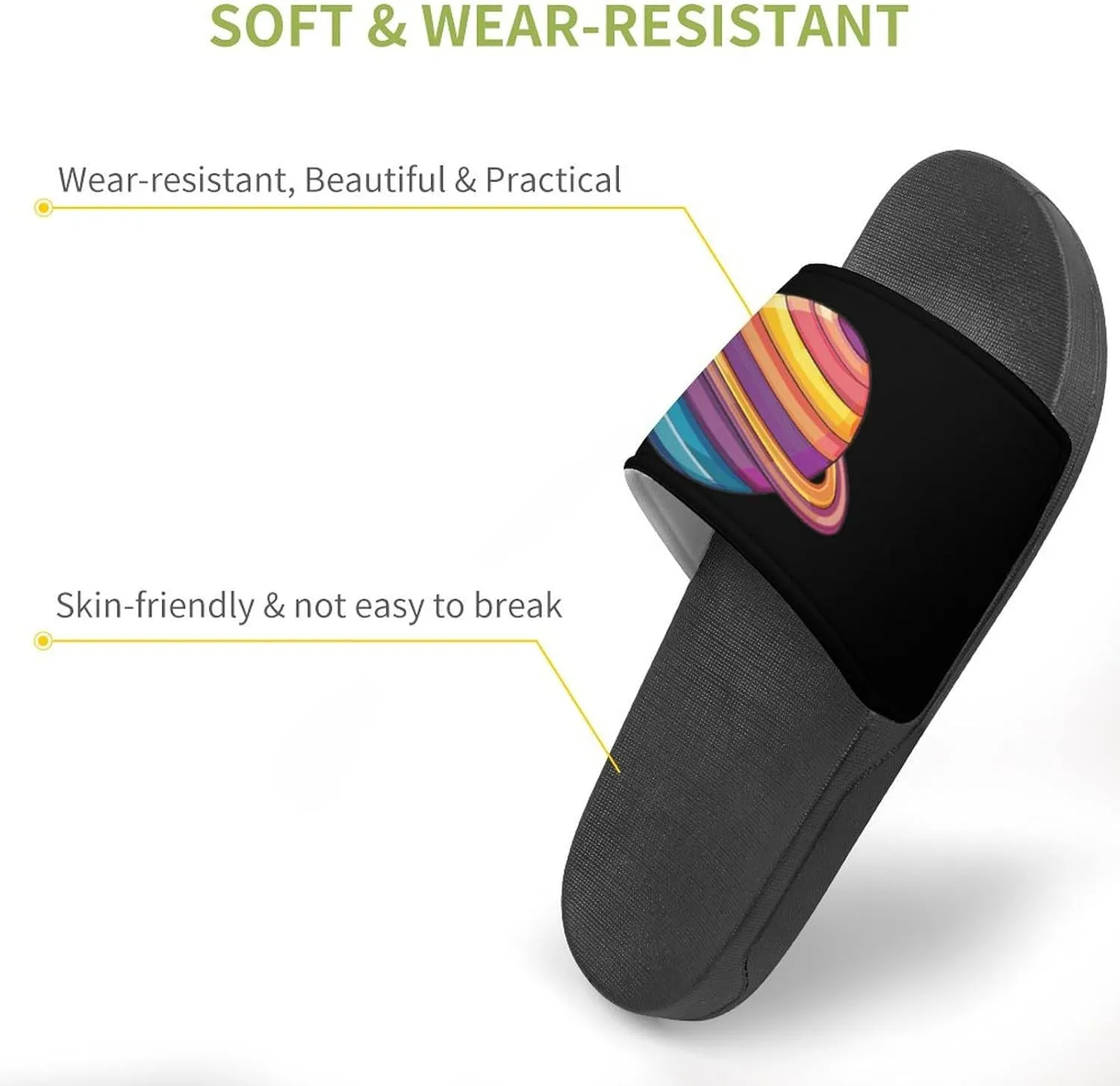 Trans Flag Saturn Human Rights LGBTQ Home Slippers Non-Slip PVC Shower Slippers Open Toe Sandals for Men Women
