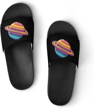 Trans Flag Saturn Human Rights LGBTQ Home Slippers Non-Slip PVC Shower Slippers Open Toe Sandals for Men Women