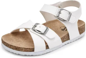 Trary Girls Sandals Open Toe Casual Summer Shoes with Cork Footbed Comfortable Flat Sandals for Little Kids
