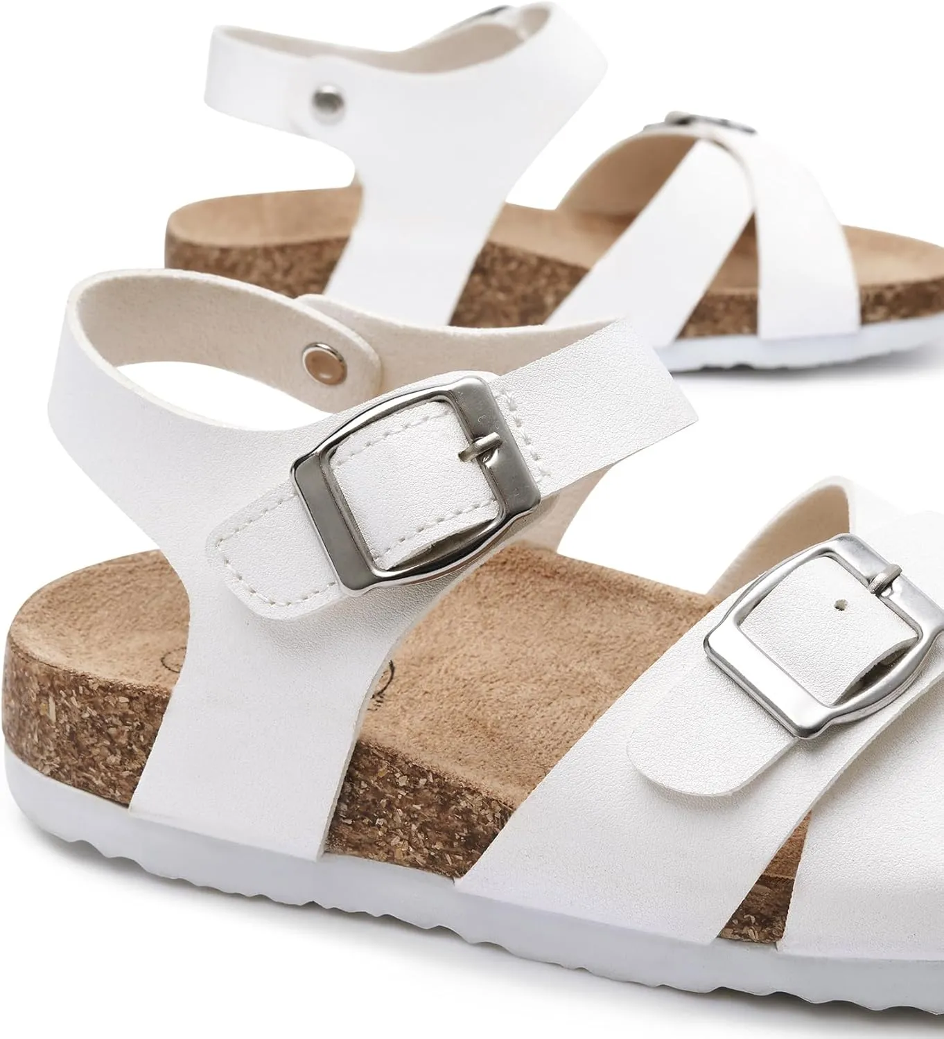 Trary Girls Sandals Open Toe Casual Summer Shoes with Cork Footbed Comfortable Flat Sandals for Little Kids